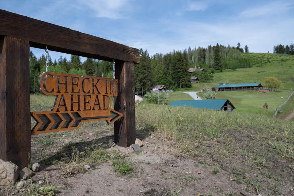Bull Hill Guest Ranch entrance overlooking the ranch